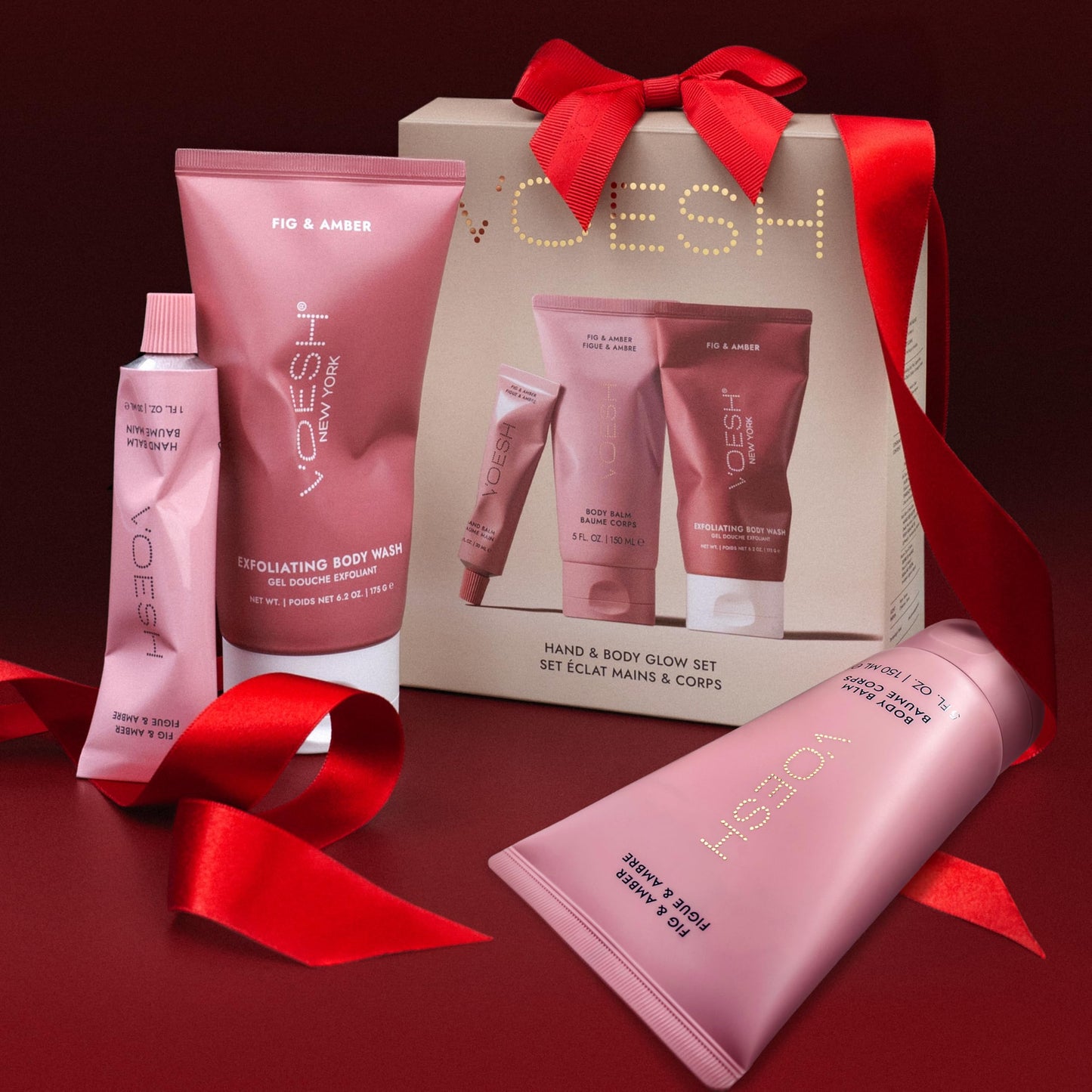 VOESH Hand & Body Glow Gift Set - 3-Piece Gift Set for Radiant Skin - Exfoliating Body Wash, Body Balm & Hand Balm - Vegan K-Beauty Korean Skincare Beauty and Personal Care VOESH