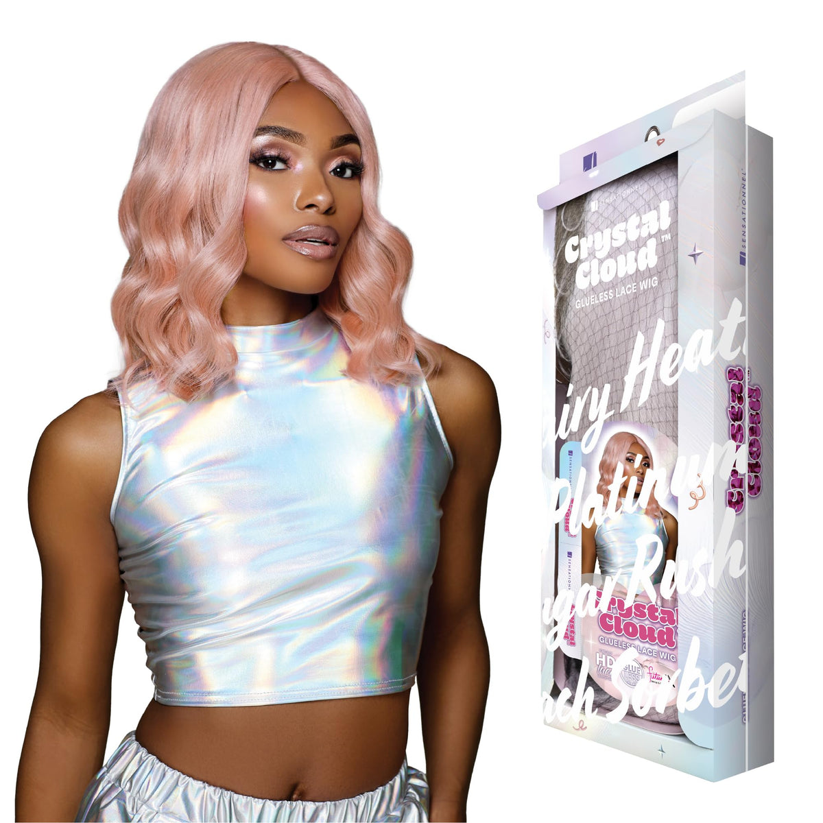 Sensationnel Shearmuse Crystal Cloud LaceWig-Lustra, CORALPINK