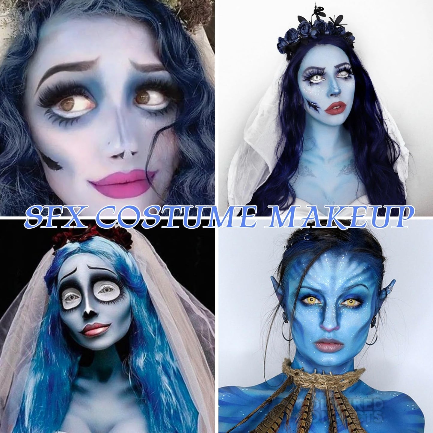 Halloween Sally Makeup Kit, Corpse Bride Corpse Bride Face Painting Kit, Sally Face Costume Women Cosplay, for Halloween Dress Up, Party Beauty & Personal Care Js2U ZW