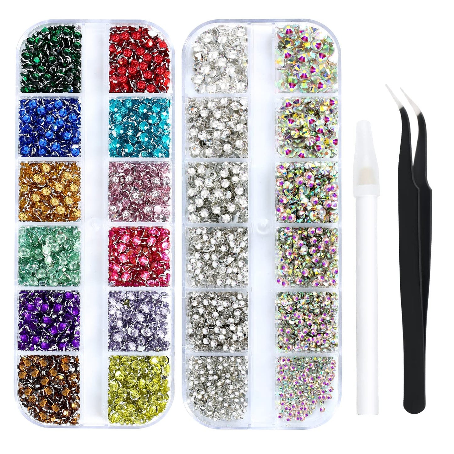 4968Pcs Colorful Flatback Rhinestones for Bedazzling, 1.5-4mm White AB Small Rhinestones Kit, Flat Back Glass Crystals Gems Diamonds for Crafts Beauty & Personal Care MYYKO