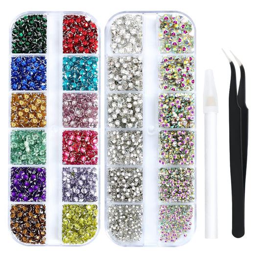 4968Pcs Colorful Flatback Rhinestones for Bedazzling, 1.5-4mm White AB Small Rhinestones Kit, Flat Back Glass Crystals Gems Diamonds for Crafts Beauty & Personal Care MYYKO