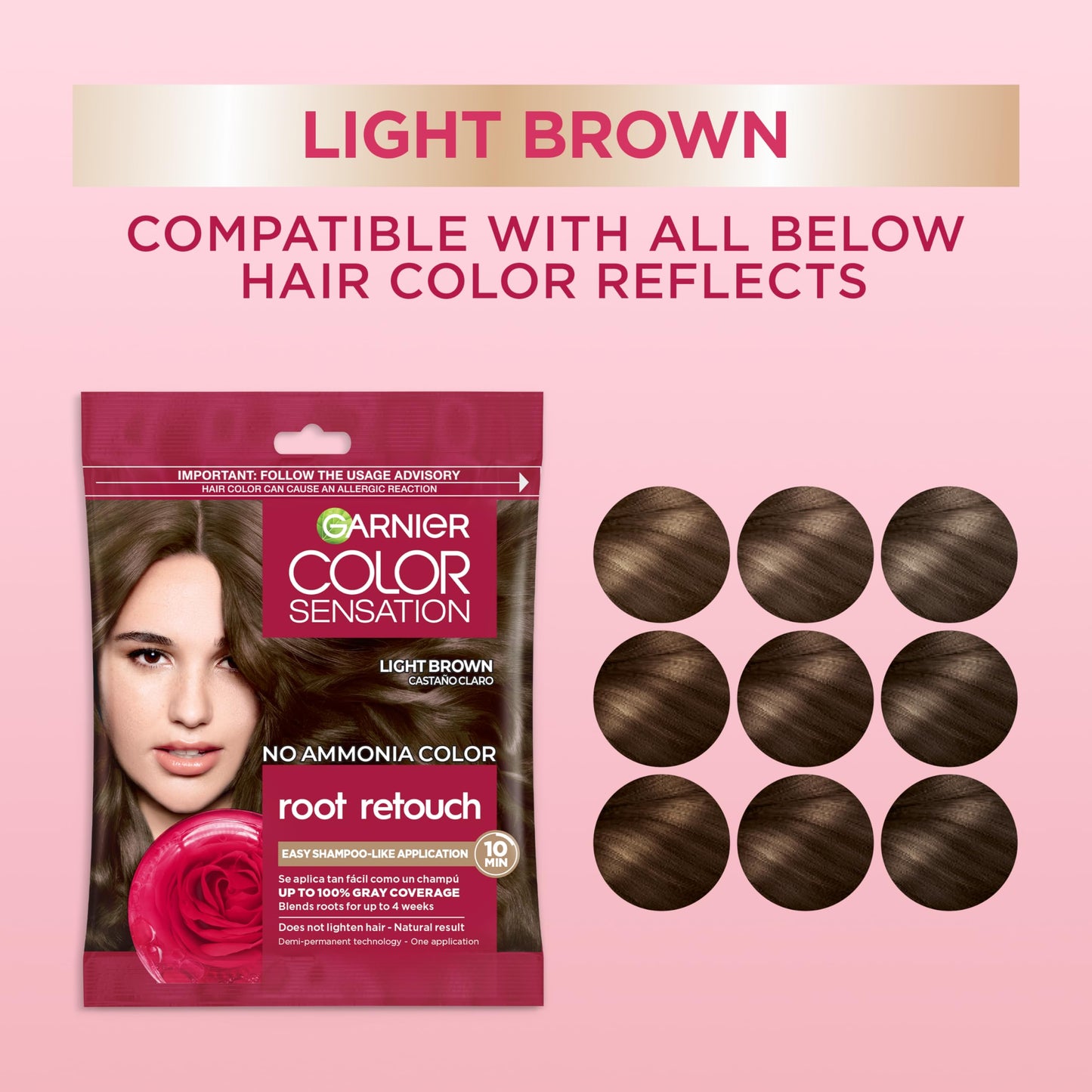 Garnier Color Sensation Root Retouch, Demi Permanent Hair Dye for Roots with 100% Gray Coverage and No Ammonia, Light Brown 6.0, Pack of 6 (Packaging Beauty & Personal Care Garnier