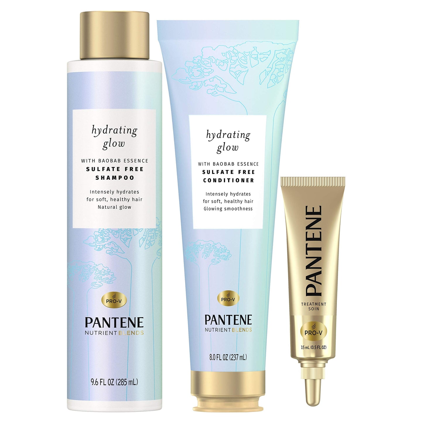 Pantene Shampoo and Conditioner Plus Hair Mask Rescue Shot Treatment with Baobab Essence/Nutrient Blends For Hydrating Glow, White Beauty & Personal Care Pantene