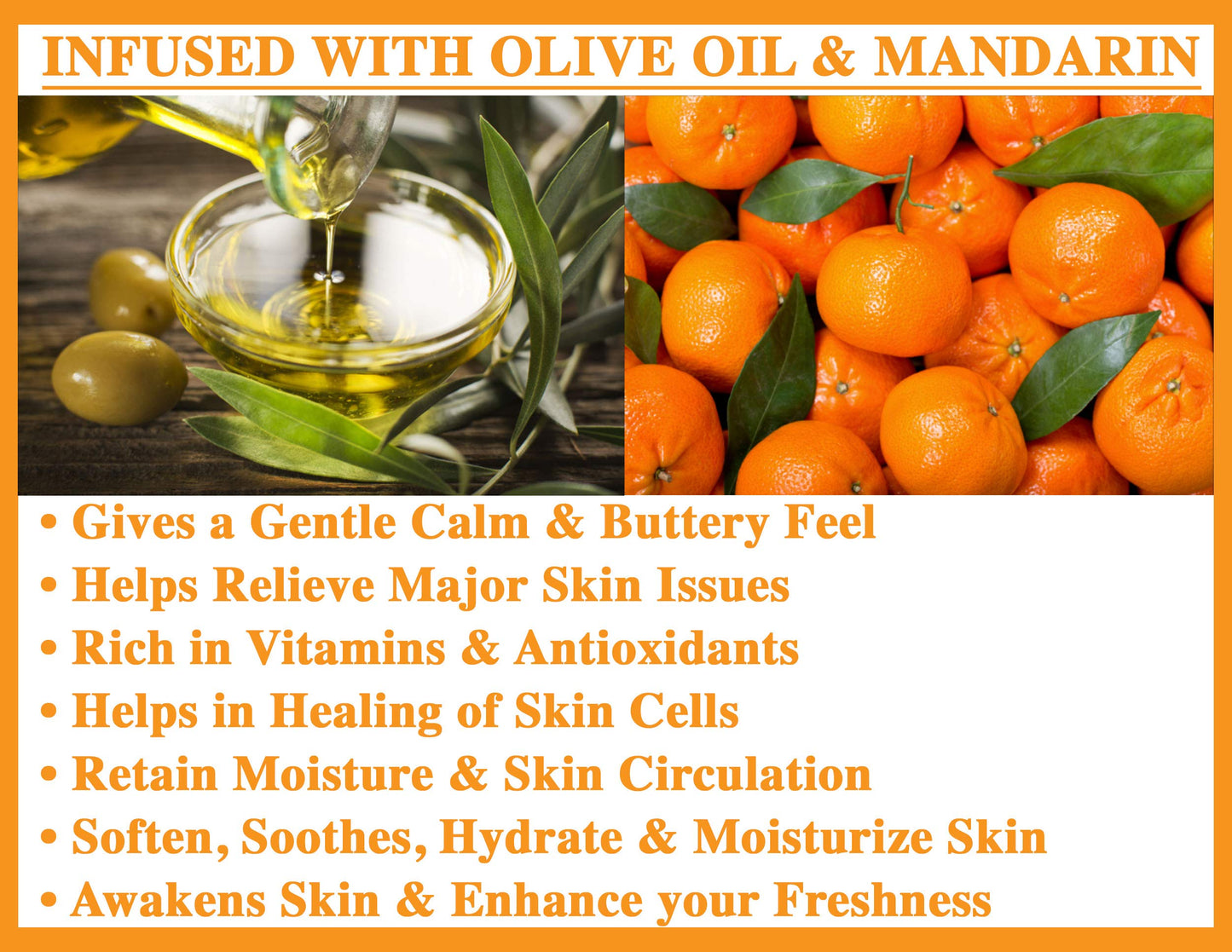 Olivia Care Mandarin Bar Soap - Pure Olive Oil |100% Natural Ingredients, Organic, Vegan - For Face & Body. Cold-Pressed Triple -Milled | Infused Beauty & Personal Care Olivia Care