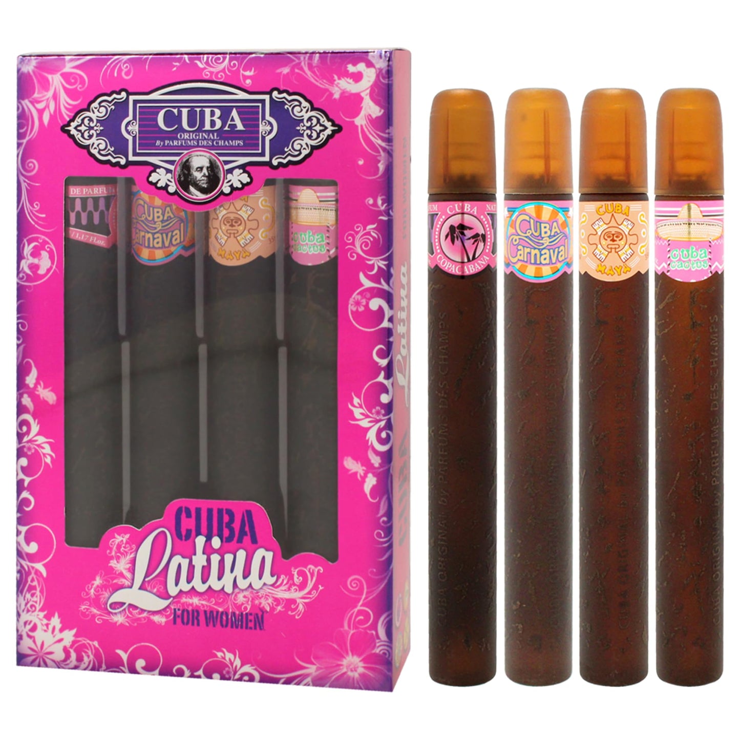 Champs Cuba Latino Collection By Champs For Women Gift Set (Eau De Parfum Spray 1.17-Ounce/35 Ml of Carnaval, Cactus, Maya & Copacabana) Beauty & Personal Care Cuba