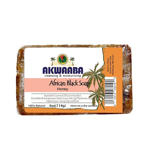 AKWAABA African Black Soap | Honey | Bar Soap | 4 oz | For Face & Body Beauty & Personal Care AKWAABA