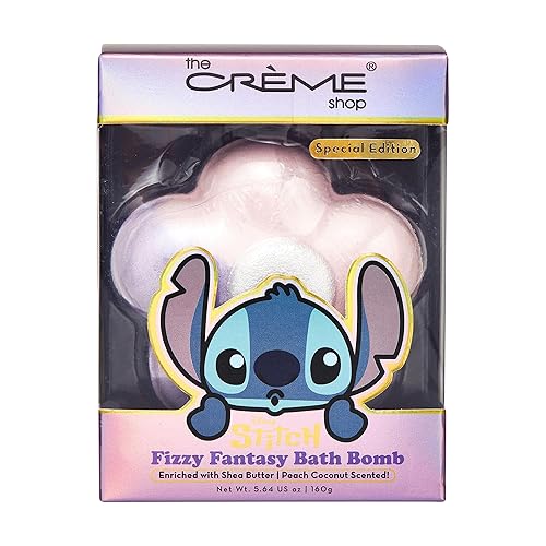 The Crème Shop Stitich Fizzy Fantasy Bath Bomb, Aromatherapy Bath Bombs with Shea Butter, Essential Bath Products - Special Edition (Peach Coconut) Beauty & Personal Care The Crème Shop