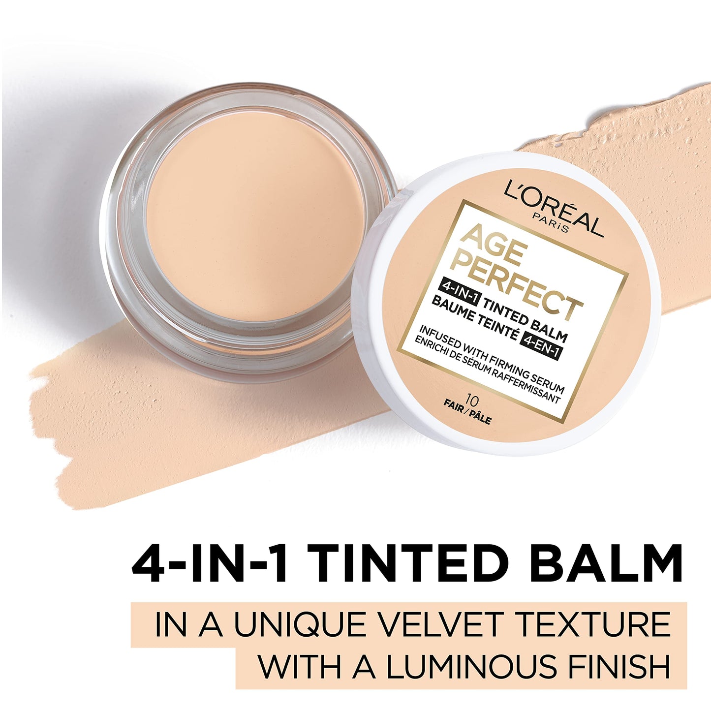 L'Oreal Paris Age Perfect 4-in-1 Tinted Face Balm Foundation with Firming Serum, Fair 10, 0.61 Ounce Beauty & Personal Care L'Oreal Paris