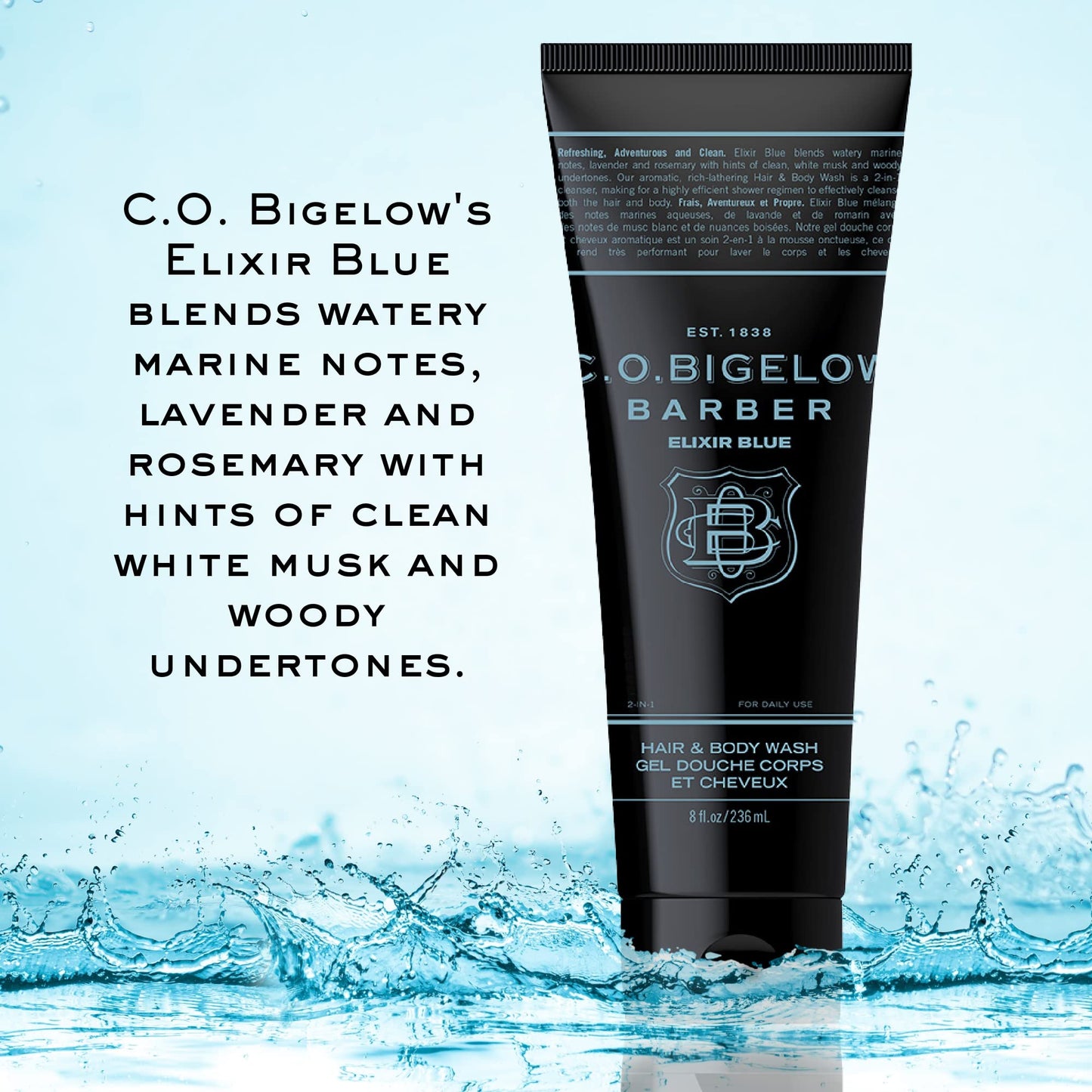 C.O. Bigelow Men's Lavender & Rosemary Moisturizing Shampoo & Body Wash - Elixir Blue No. 1604, 8 fl oz Beauty & Personal Care C. O. Bigelow