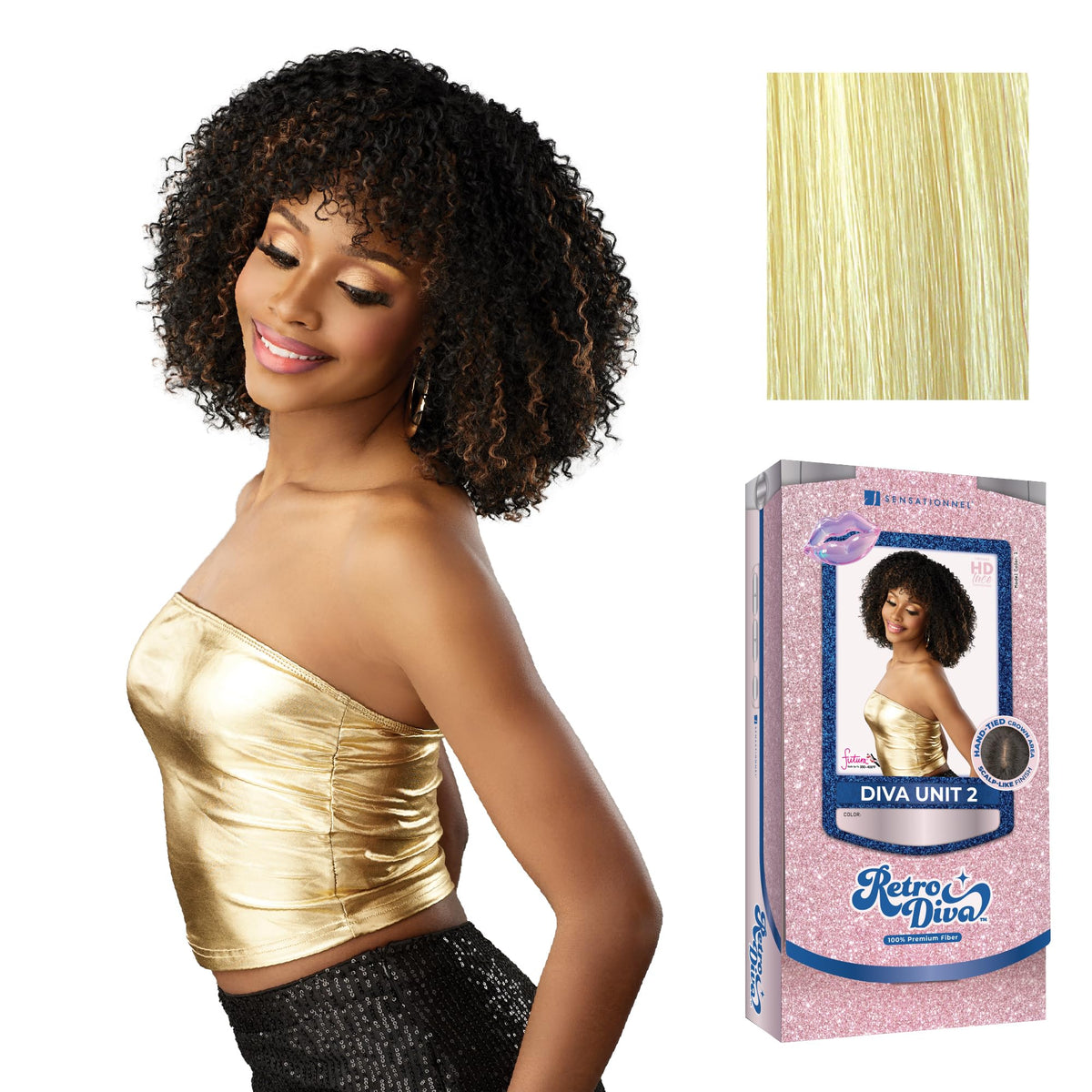 Sensationnel Glamora Lace Crown Wig-Retro Diva Unit 2, PLATINUMFLASH