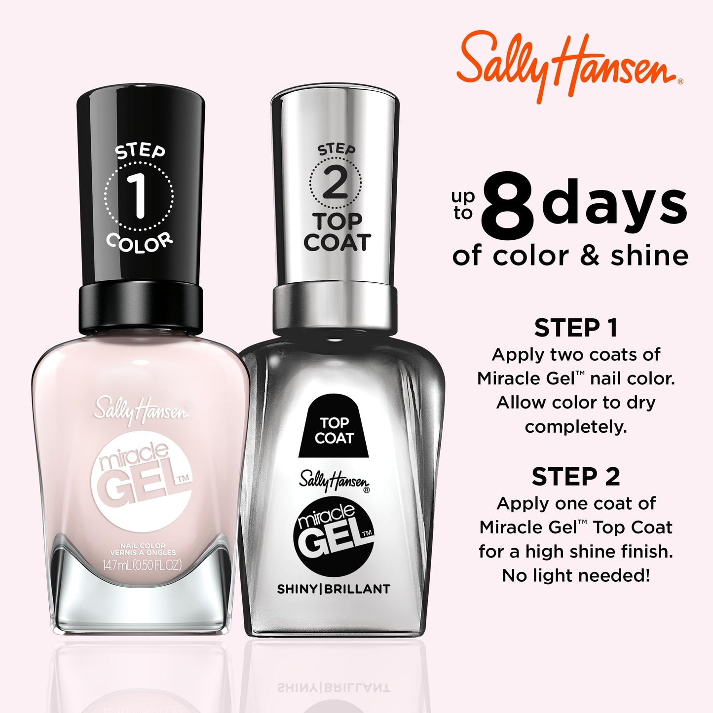 Sally Hansen Miracle Gel Salon Quality Nail Polish | Gel-Like Formula, Two-Step System, No UV Light Needed, Long Lasting | Semi-opaque, glossy | 247 Beauty & Personal Care Sally Hansen