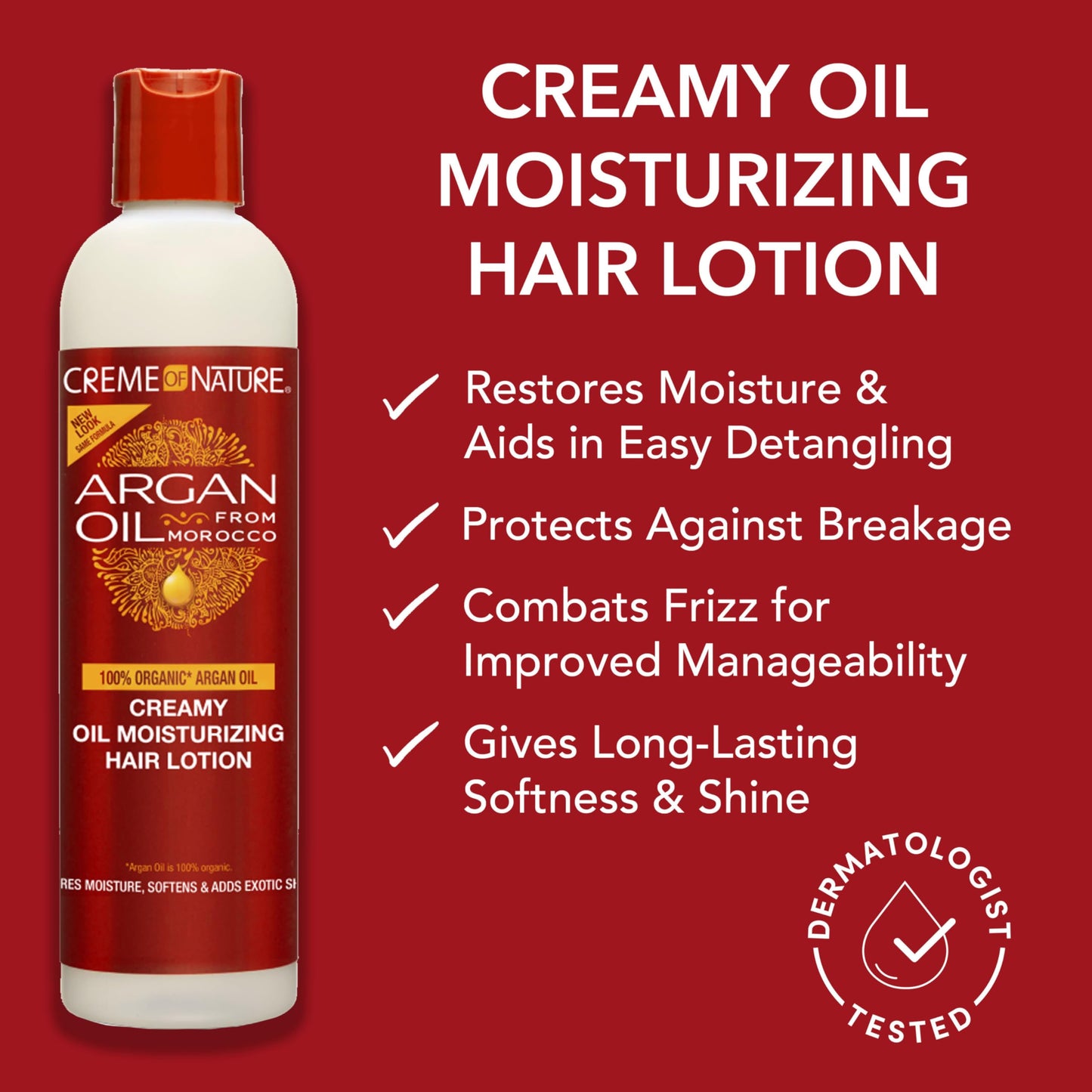 Creme of Nature Argan Oil from Morocco Creamy Oil Moisturizing Hair Lotion, Restores Moisture, Controls Frizz, Curl Care Gift for Women, 8.45 fl oz Beauty & Personal Care Creme of Nature