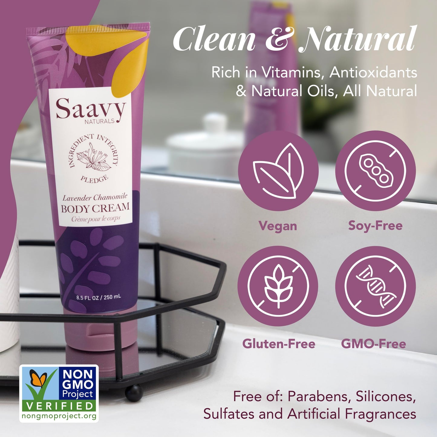 Saavy Naturals Deeply Hydrating Body Cream for Dry Skin - Nourishing Shea Butter, Plant-Based & Sustainably Sourced - Lavender Chamomile - 8.5 fl oz Beauty & Personal Care Saavy Naturals