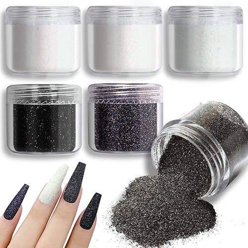 Allstarry 6 Colors Nail Glitter Powder Holographic White Black Nail Shining Sugar Effect Glitter Colorful Cosmetic Festival Powder DIY Nail Art Beauty & Personal Care Allstarry