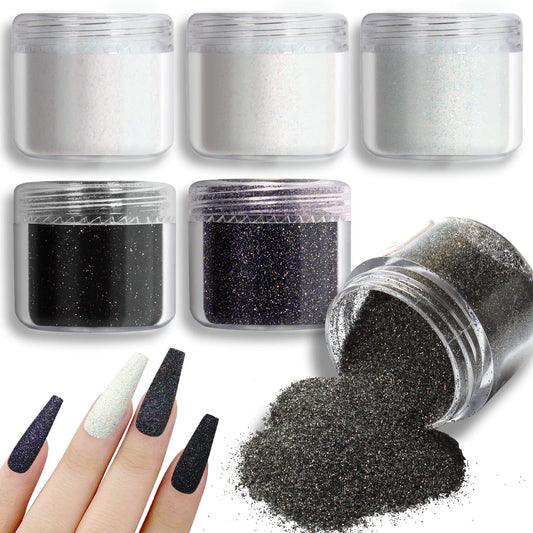 Allstarry 6 Colors Nail Glitter Powder Holographic White Black Nail Shining Sugar Effect Glitter Colorful Cosmetic Festival Powder DIY Nail Art Beauty & Personal Care Allstarry