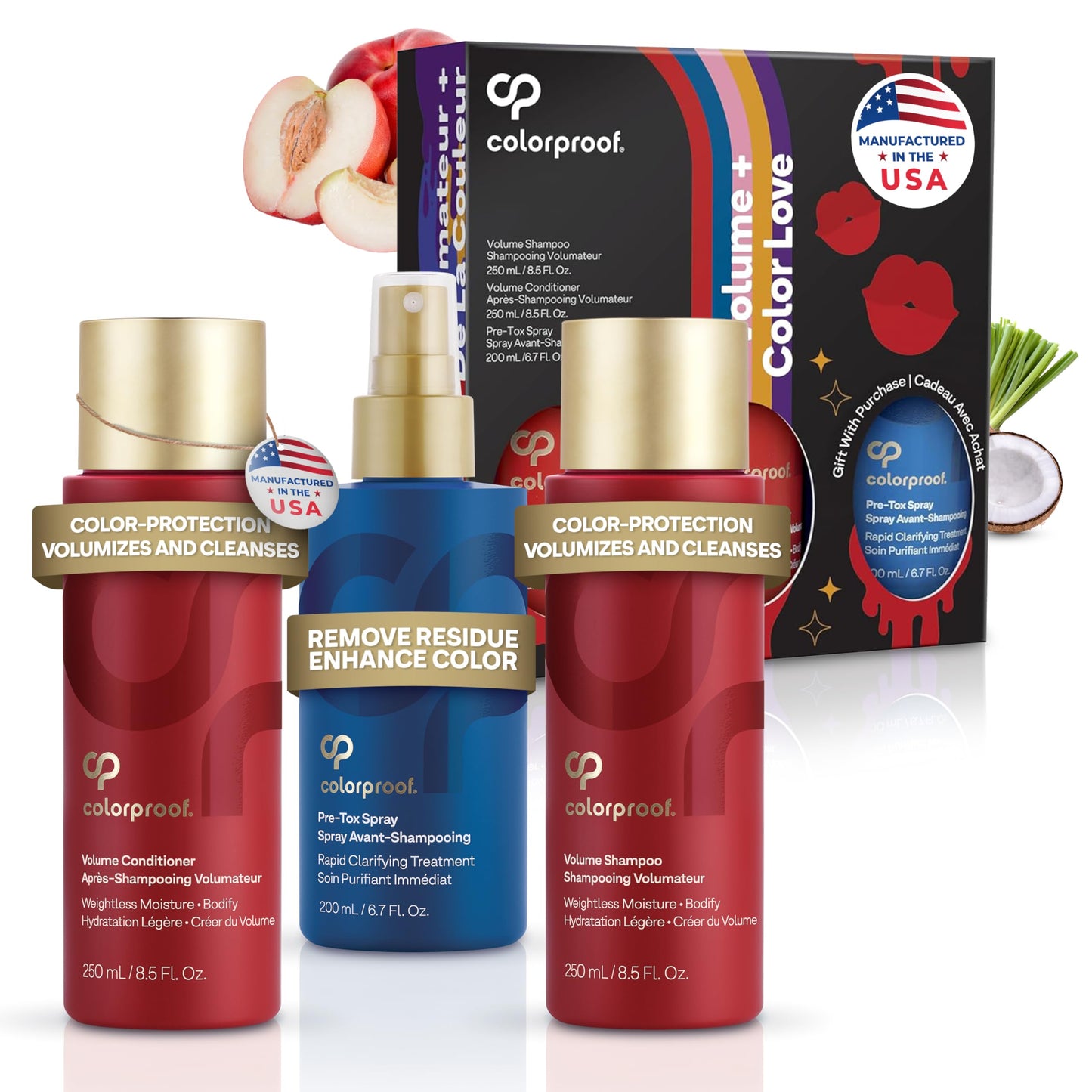 Colorproof Volume Gift Set - Volume Shampoo (8.5 Fl. Oz.), Volume Conditioner (8.5 Fl. Oz.), Pre-Tox Spray (6.7 Fl. Oz.) Beauty & Personal Care ColorProof