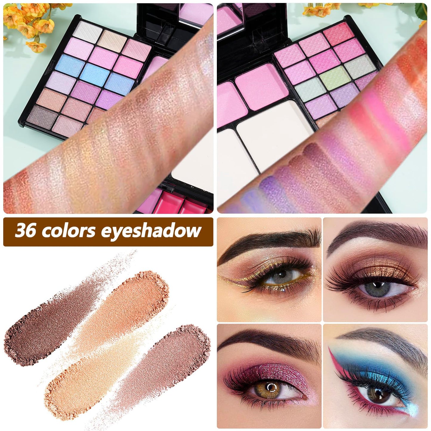 Makeup Kit Eyeshadow Palette for Women Full Gift Kit Girl Kids 49 Colors Makeup Set Combination Eyeshadow Palette with 12pcs Makeup Brushes Beauty & Personal Care KAVCENT