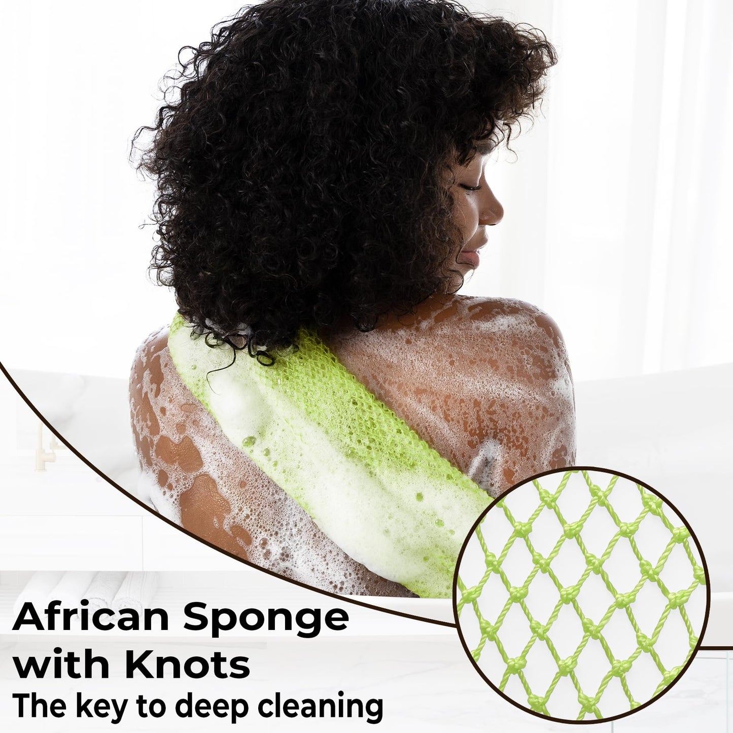 African Net Sponge Authentic - Afro Scrub Exfoliating Net Sponge with Knots - African Bath Sponges for Body Scrubber Exfoliator - Back Scrubber Beauty and Personal Care MINISENTIALS