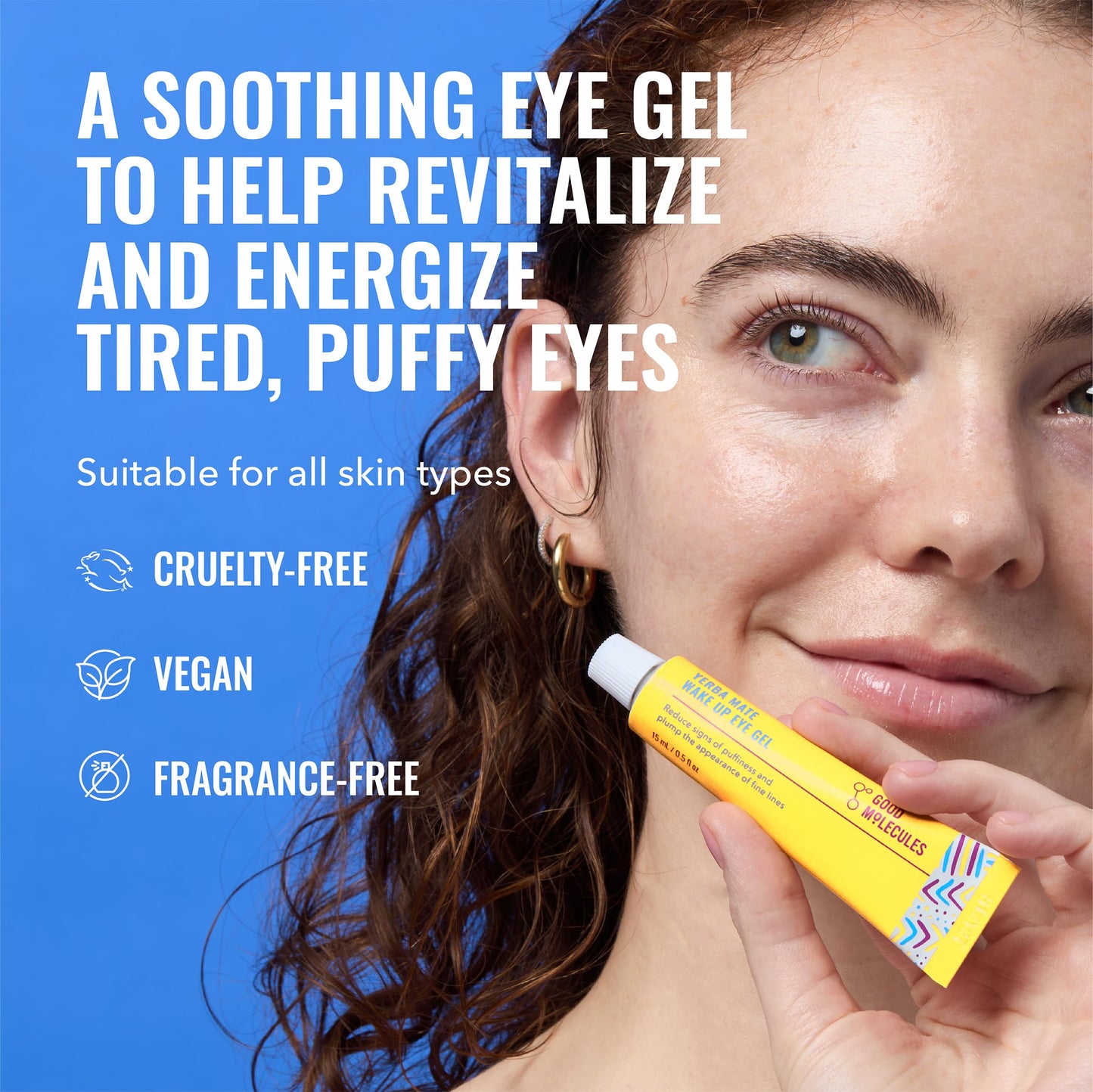 Good Molecules Yerba Mate Wake Up Eye Gel - Hydrating Under Eye Gel Cream with Hyaluronic Acid and Caffeine - Target Dark Circles and Puffiness - Skin Beauty & Personal Care Good Molecules