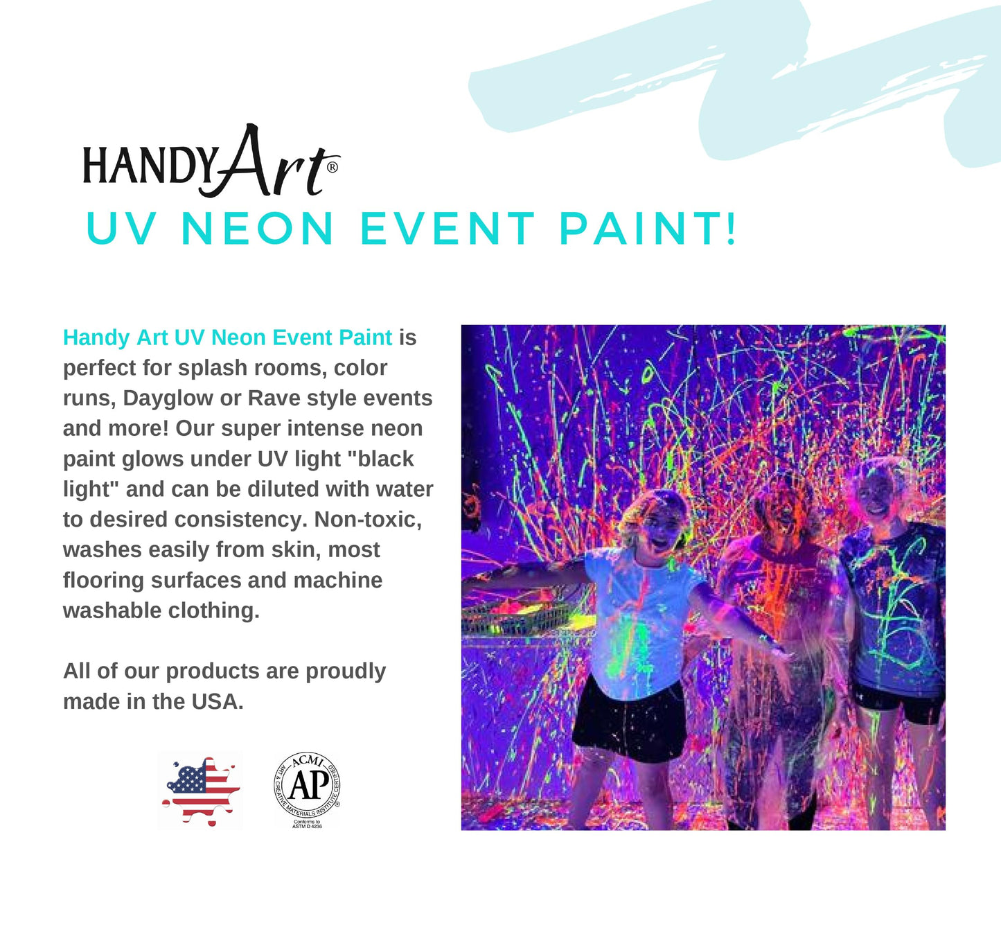 Handy Art UV Neon Event Paint, Hot Pink, 5 Gallon Bucket, Blacklight Glow Paint for Parties, Raves, Festivals, Splash Painting, Washable Easy Clean Up Beauty & Personal Care Handy Art