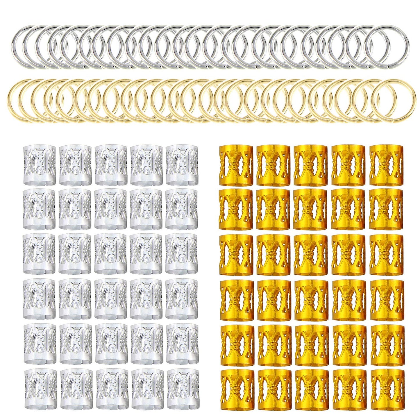 ZTWEDEN 210PCS Aluminum Hair Coil Dreadlocks Beads Hair Cuffs Hair Braids Clips Hair Decoration Braid Jewelry for Braids Accessories Beauty & Personal Care ztweden