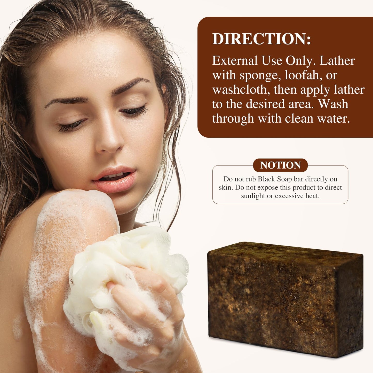 ÉCLAT NATUREL African Black Soap, 100% Pure & Natural, With Raw Shea Butter, Palm Kernel Oil and Cocoa Pods Ash for Dry & Oily Skin Care, Supports Beauty & Personal Care ÉCLAT NATUREL