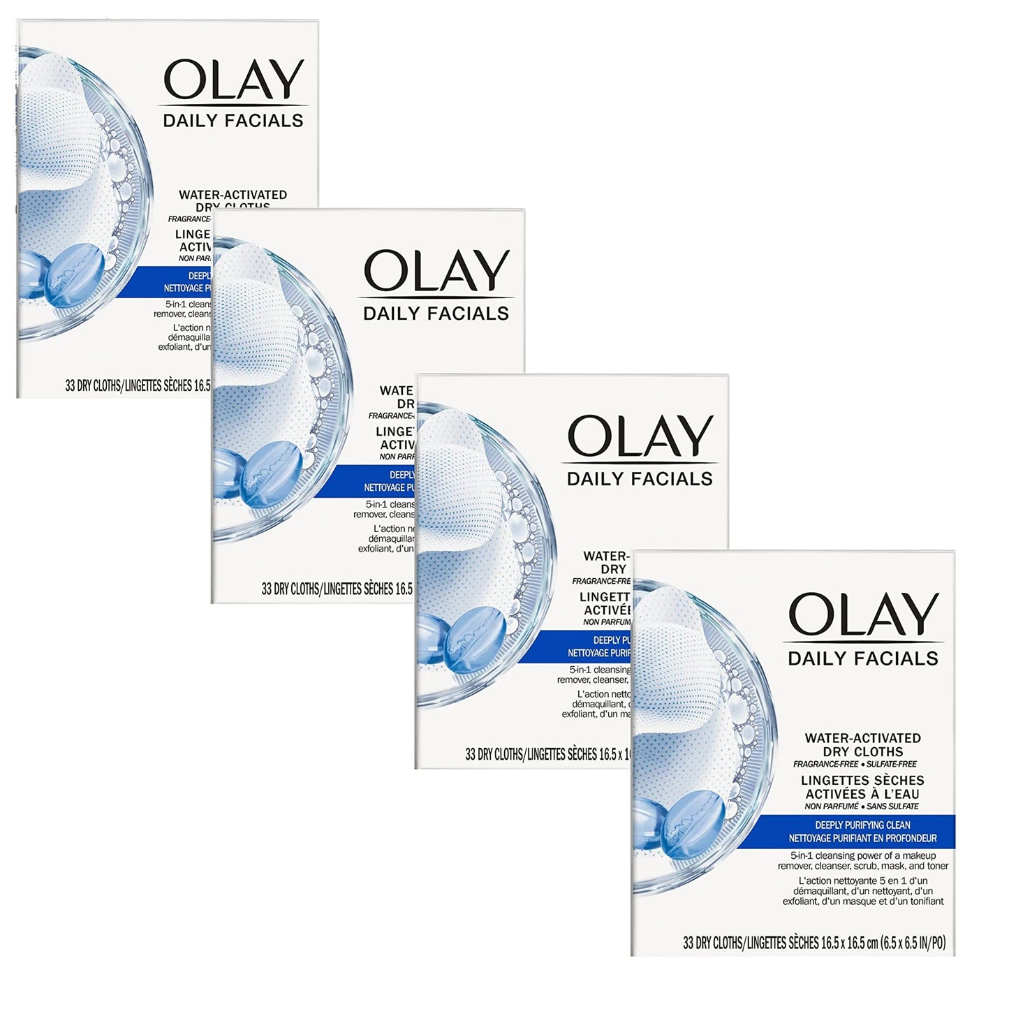 Olay Daily Deeply Clean 2-in-1 Water Activated Cleansing Face Cloths 33ct (Pack of 4) Beauty & Personal Care Olay