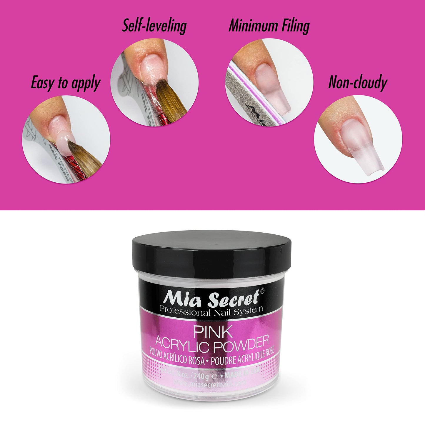 Mia Secret Pink Acrylic Nail Powder 8oz Beauty & Personal Care Mia Secret