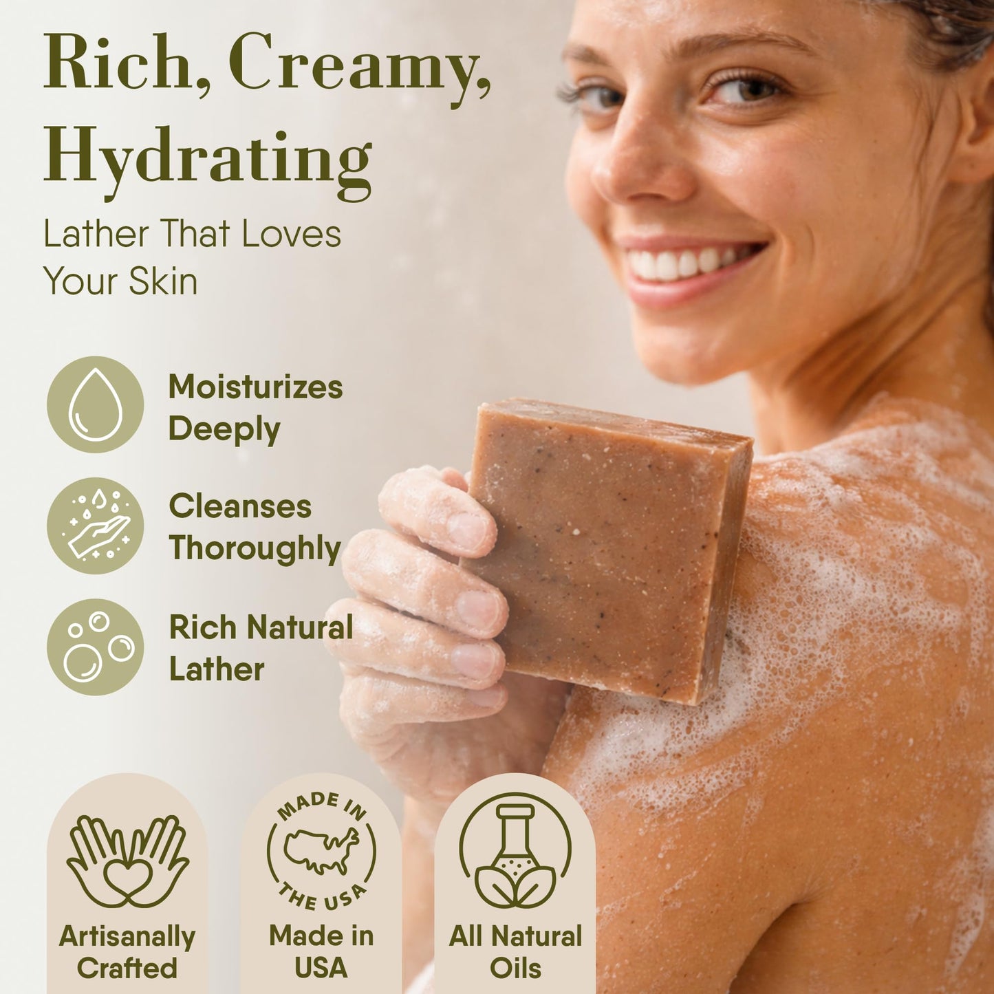 360Feel Oatmeal Milk and Honey Bar Soap - Made in The USA - Castile Handmade, All Natural Cold Processed - Infused with Oatmeal Milk and Honey Beauty & Personal Care 360Feel