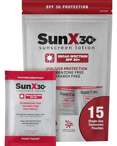 CoreTex Sun X 30+ SPF Broad Spectrum Sunscreen Packets with Resealable Travel Bag - Pack of 15 Paraben, Oxybenzone, Octinoxate, & Oil Free Sunscreen Beauty & Personal Care CoreTex