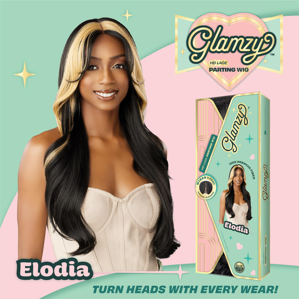 Sensationnel Glamzy Lace Part Wig-Elodia, HBCOPPER/1