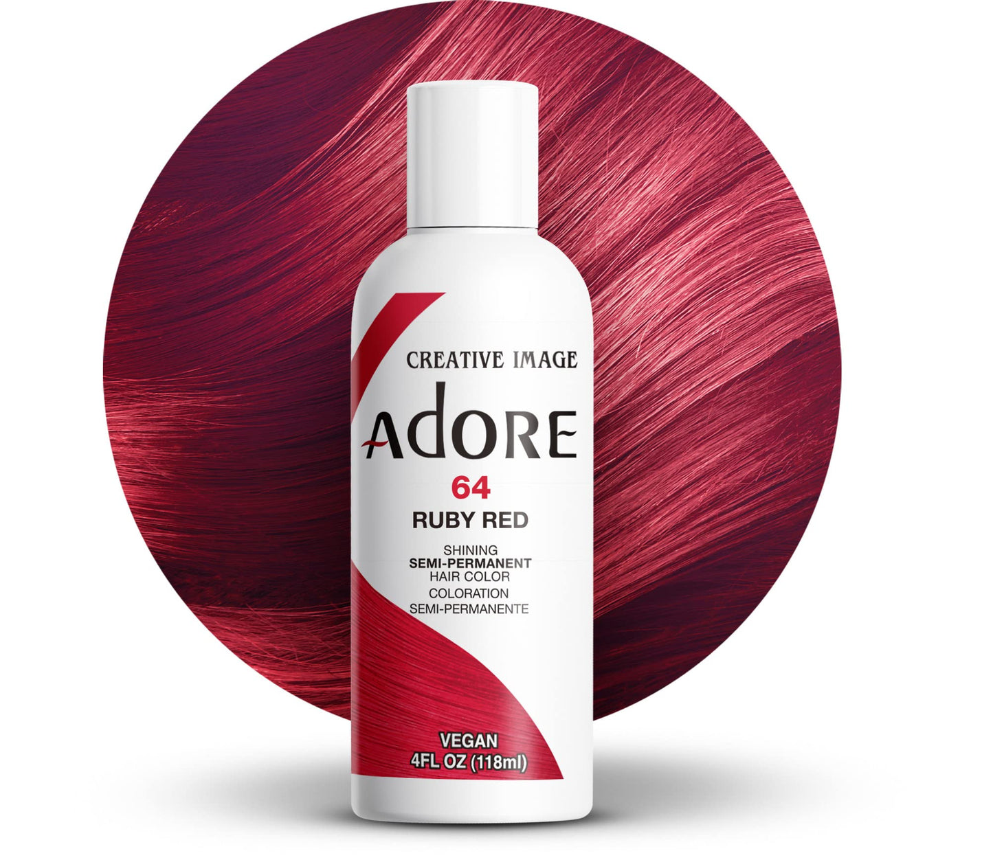 Adore Semi Permanent Hair Color (064 Ruby Red) | Vegan & Cruelty-Free Red Hair Dye | No Ammonia, No Peroxide, No Alcohol | 4 Fl Oz Beauty & Personal Care Adore