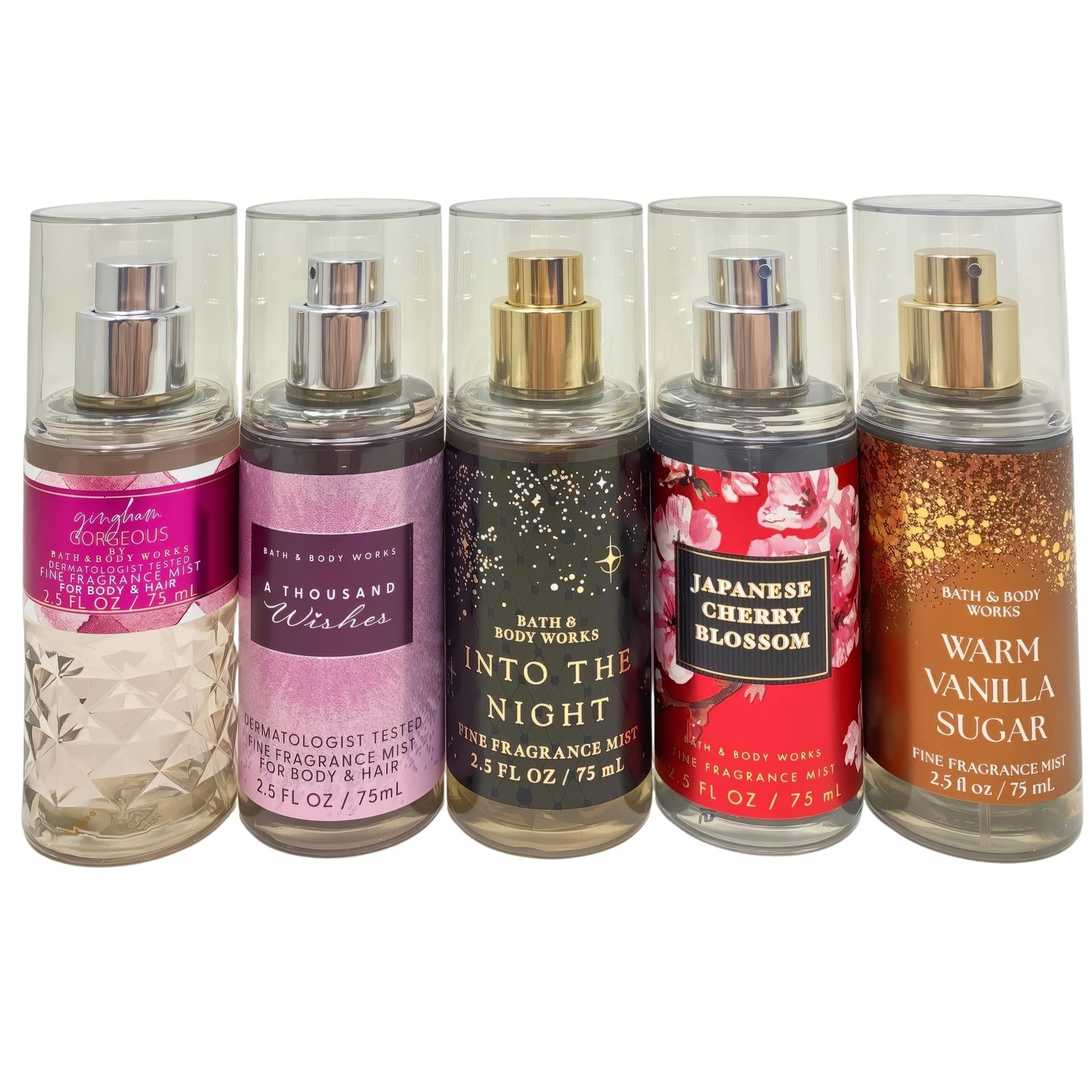 Best of Bath & Body Works 5-Piece Mini Fragrance Mist Gift - Japanese Cherry Blossom- A Thousand Wishes - Gingham Gorgeous - Warm Vanilla Sugar - Into Beauty & Personal Care Bath & Body Works