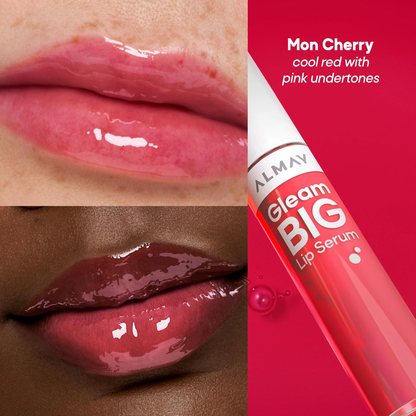 Almay Gleam Big™ Lip Serum, Hydrating and Moisturizing, Hypoallergenic Lip Gloss, Non-Sticky, 600 Mon Cherry, 0.13 fl oz Beauty & Personal Care Almay