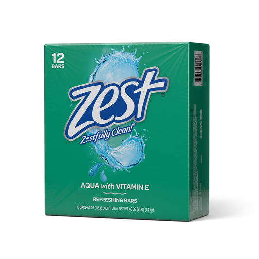 Zest Bar Bath Soap - Aqua (4 Ounce, 12 Bars) Beauty & Personal Care Zest
