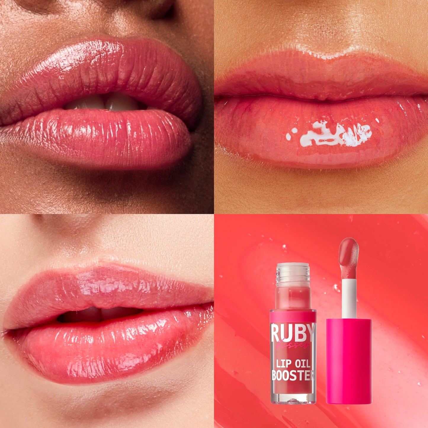 Ruby Kisses Lip Oil Booster, Hydrating Lip Gloss with Nourishing Natural Oil Blend, Jumbo Wand for Easy Application, Non-Sticky Formula (Rosewood) Beauty & Personal Care Ruby Kisses