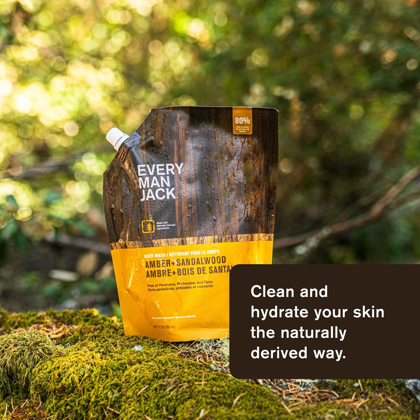 Every Man Jack Amber + Sandalwood Mens Body Wash Refill Starter Pouch - Cleanse, Nourish, and Hydrate Skin - Naturally Derived Ingredients - Paraben Beauty & Personal Care Every Man Jack