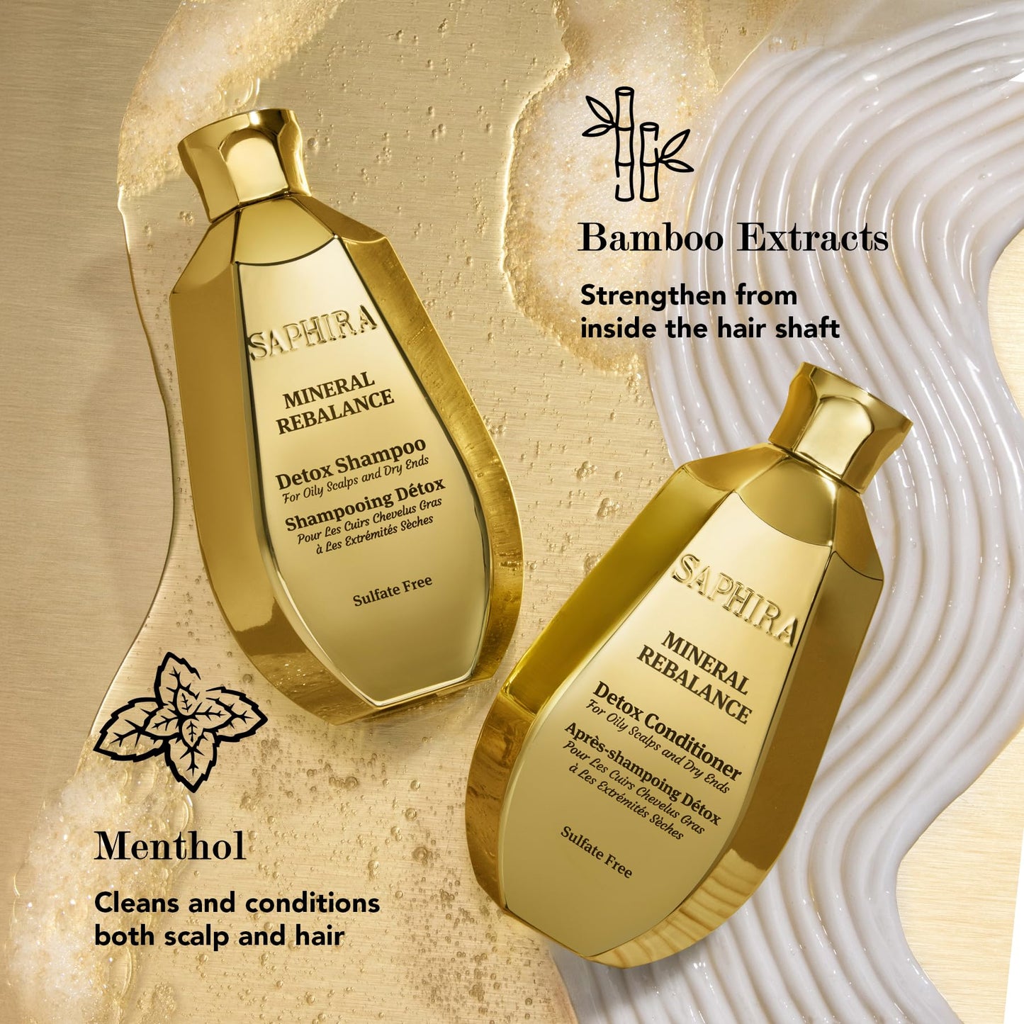 Saphira Mineral Rebalance Shampoo & Conditioner Duo - Deep Hydration Hair Care Set for Dry & Damaged Hair - Moisture & Shine - Dead Sea Mineral Beauty & Personal Care Saphira