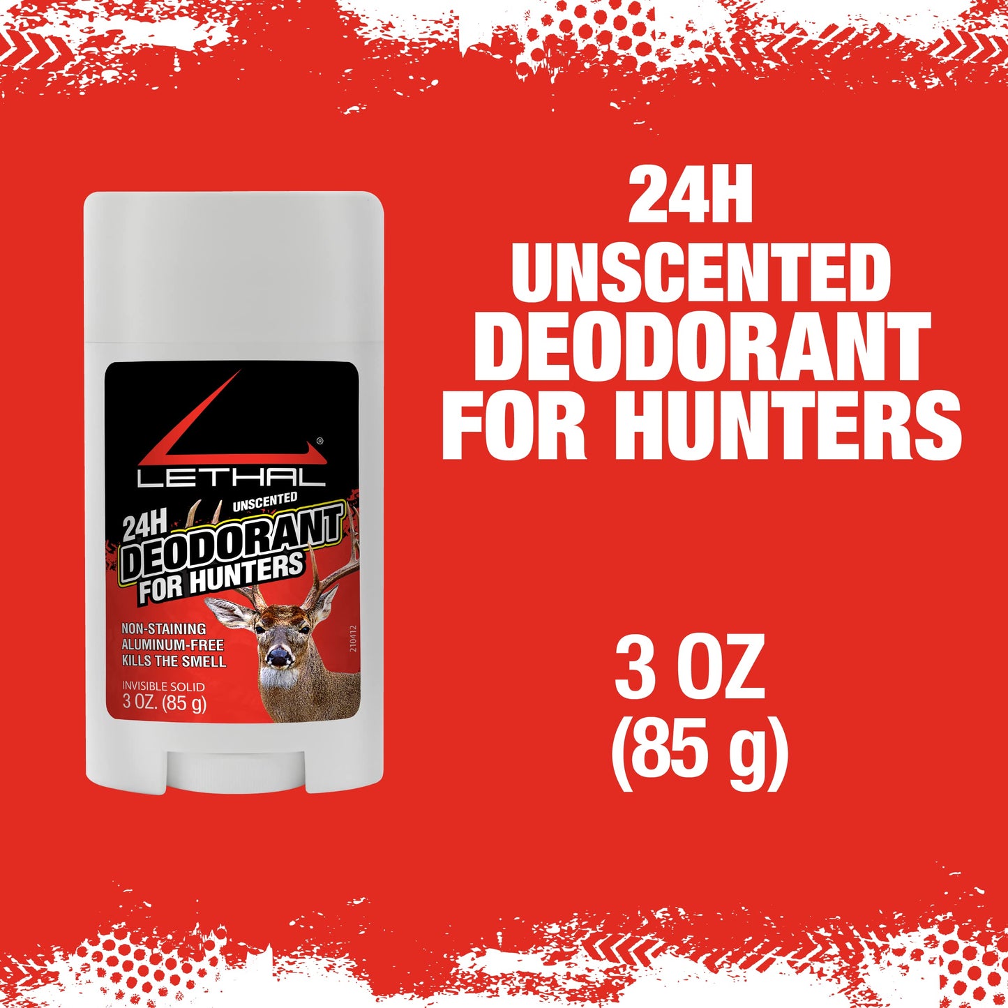 LETHAL Deodorant Stick for Hunters, 24 Hour Protection for Men and Women, Invisible Solid, Aluminum-Free, Unscented, 3 Ounces Beauty and Personal Care LETHAL