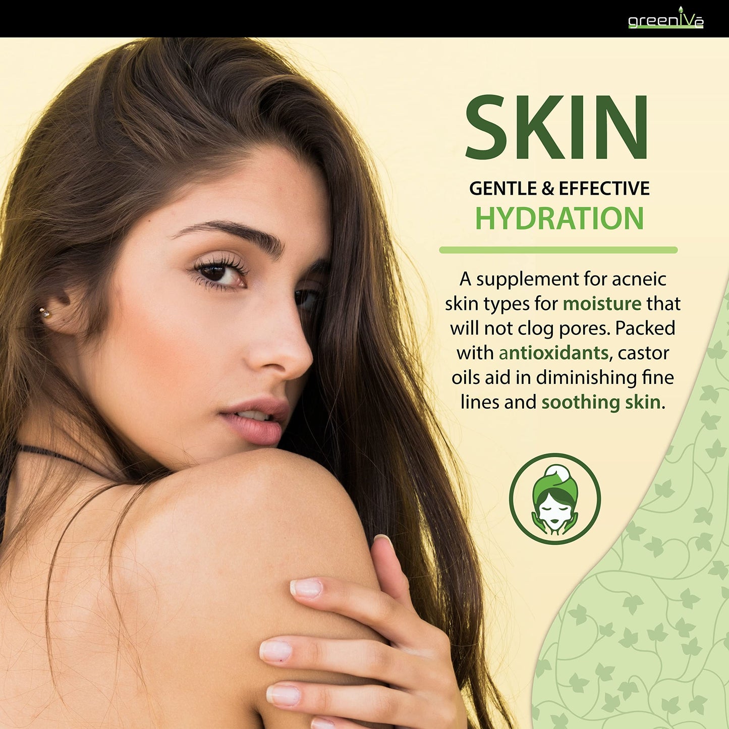 GreenIVe Castor Oil 100% Pure 4 fl oz Bottle Cold Pressed, Hexane Free, Eyelash and Eyebrow Growth Serum, Skin Moisturizer Detox and Wraps Beauty & Personal Care GreenIVe