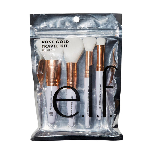 e.l.f. Rose Gold Travel Brush Kit, On The Go, Flawless, Versatile, Soft, Synethic, Conceals, Blends, Highlights, Shades, Contours, Sculpts, Defines Beauty & Personal Care e.l.f.