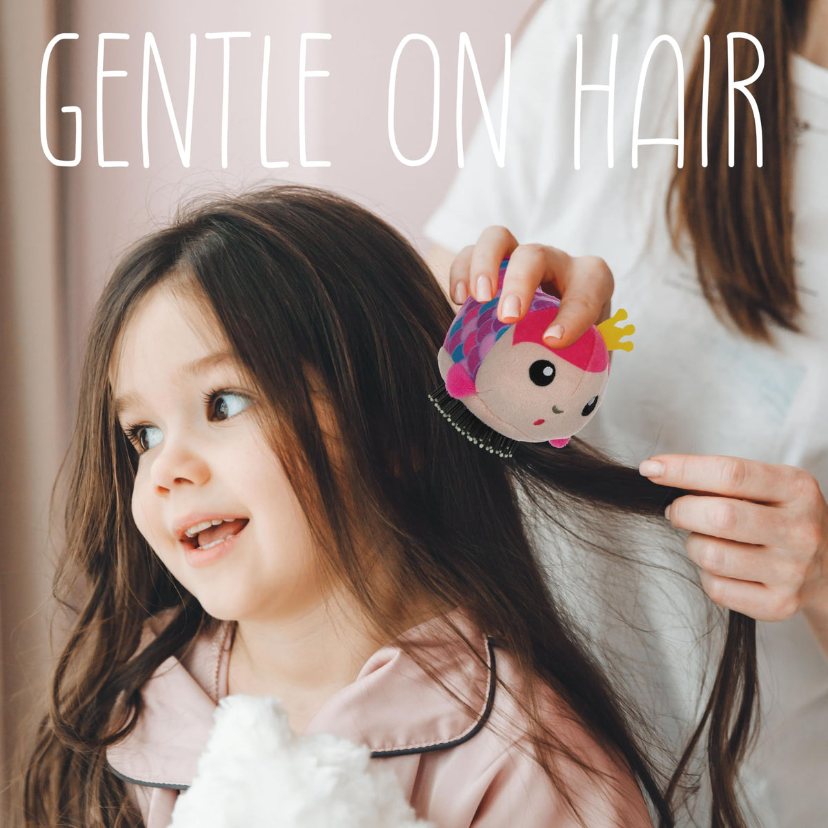 Plush Mermaid Hair Brush with Keychain - Detangling Travel Hairbrush Grils