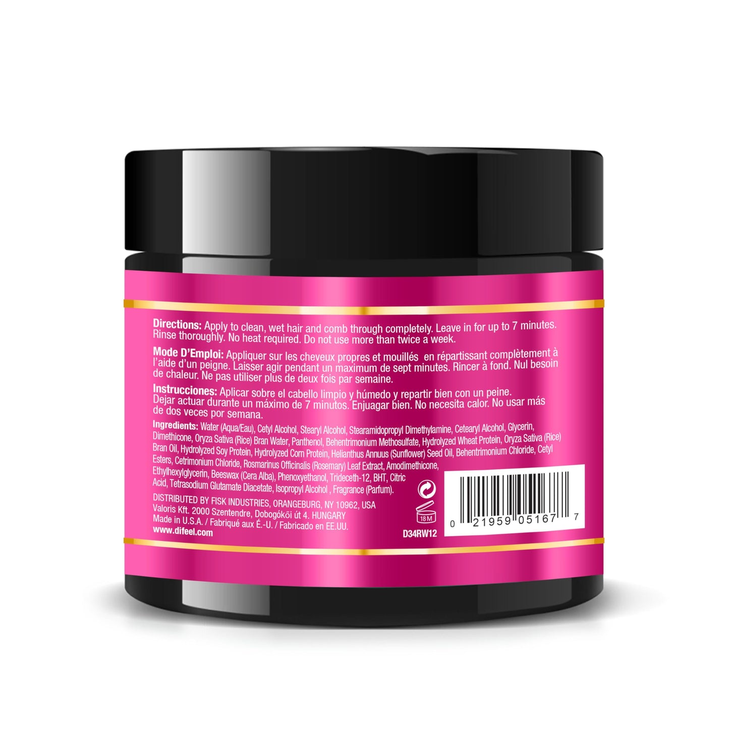 Difeel Premium Rice Water Hair Mask 12 oz. - Deep Repair Mask for Dry, Damaged Hair Beauty & Personal Care Difeel