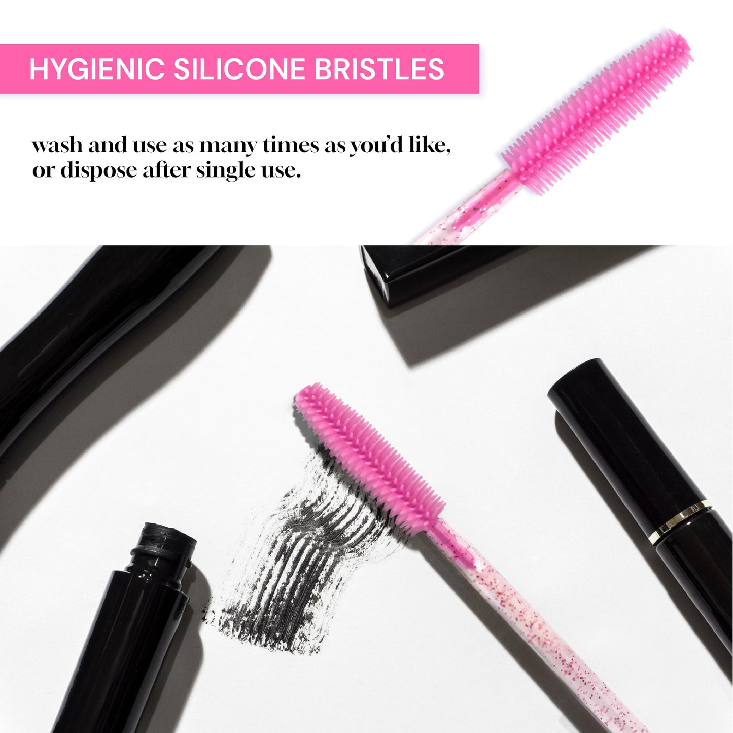 Apothie 50 Pieces Silicone Disposable Mascara Eyelash Wands - Eyebrow & Lash Extension Spoolie Brushes, Comb Separator, Microblading Tool, Applicator Beauty & Personal Care Apothie
