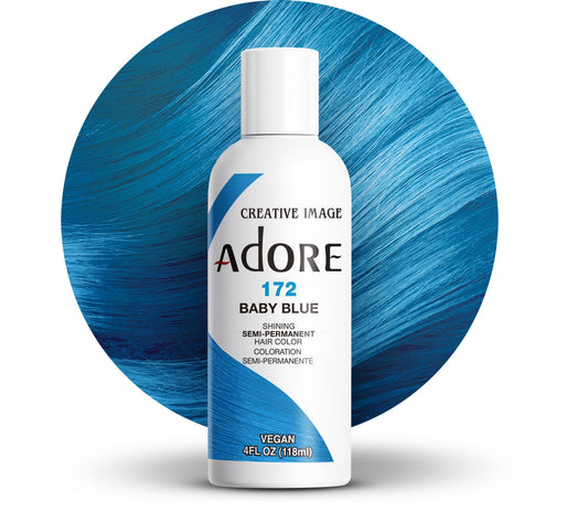 Adore Semi Permanent Hair Color (172 Baby Blue) | Vegan & Cruelty-Free Blue Hair Dye | No Ammonia, No Peroxide, No Alcohol | 4 Fl Oz Beauty & Personal Care Adore