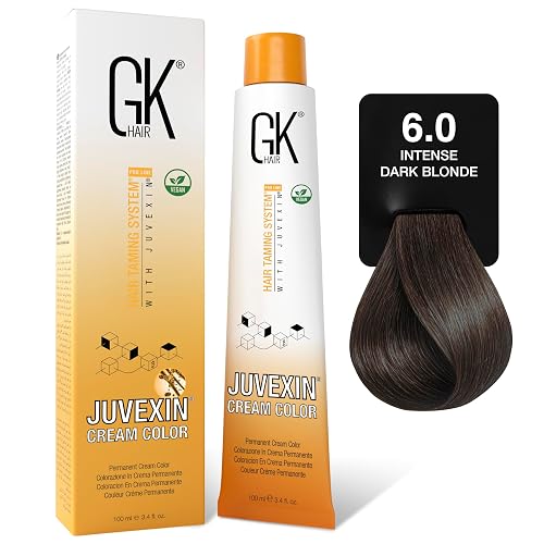 GK HAIR Color Cream 6.0 Intense Natural Dark Blonde - 100% Grey Coverage | Semi, Demi-Permanent Results | 8-10 Vol Semi | 20-30-40 Vol Permanent Beauty & Personal Care GK HAIR