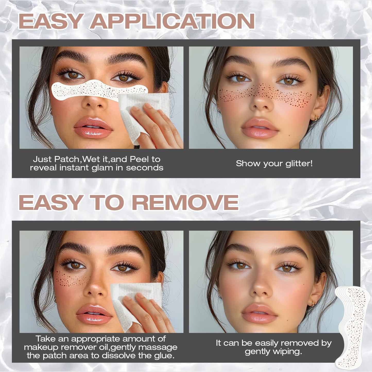 Leterly 24 Pcs Glitter Freckles Face Tattoo,Brown Face Glitter Makeup Patches Cute Sparkle Freckles Patches Waterproof Makeup Speckles for Face Beauty & Personal Care Leterly