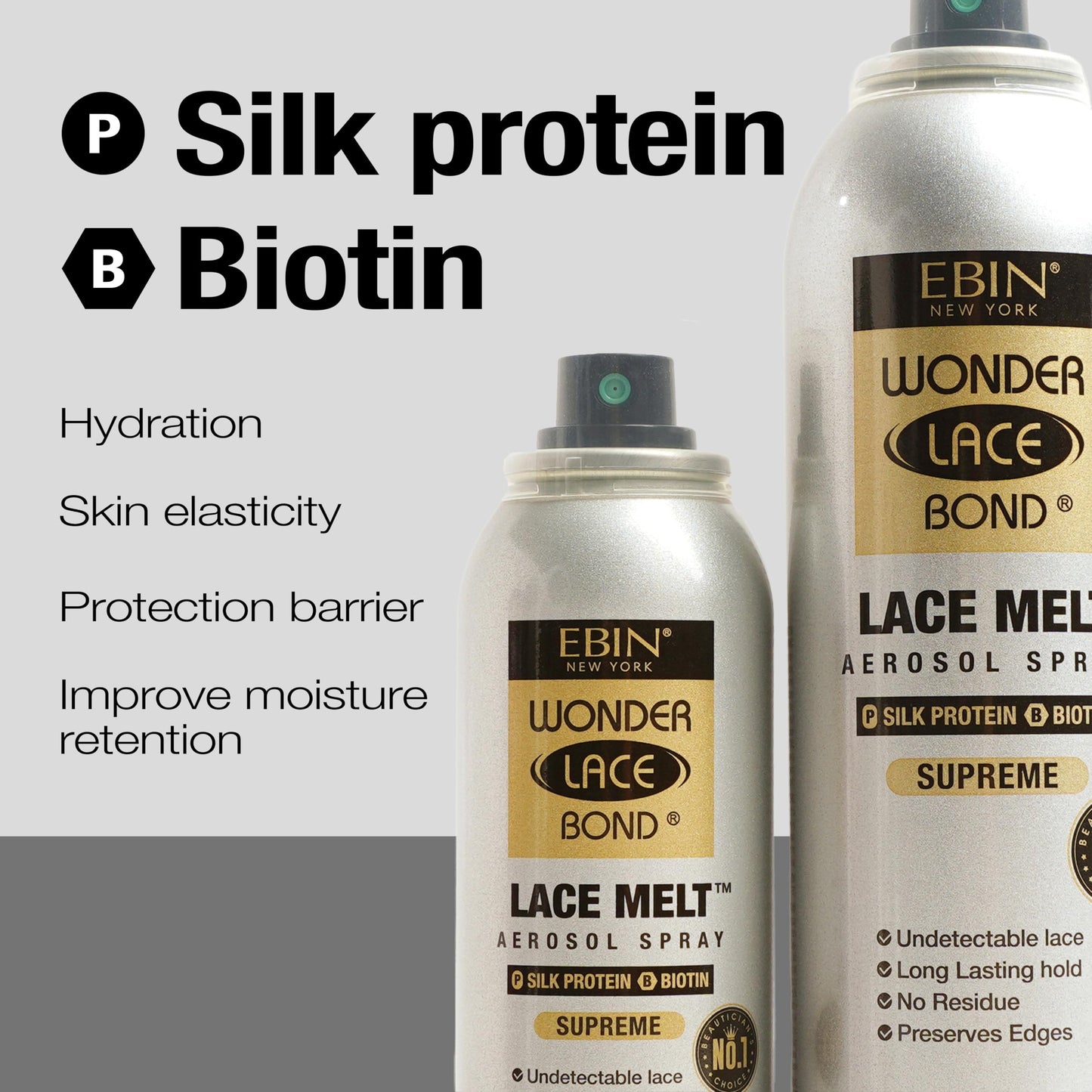 Wonder Lace Melt Aerosol Spray - Silk Protein Biotin Infused 6.08 fl.oz./180ml Preserves Edges & Undetectable Lace Long lasting hold No Residue Beauty & Personal Care WONDER LACE BOND