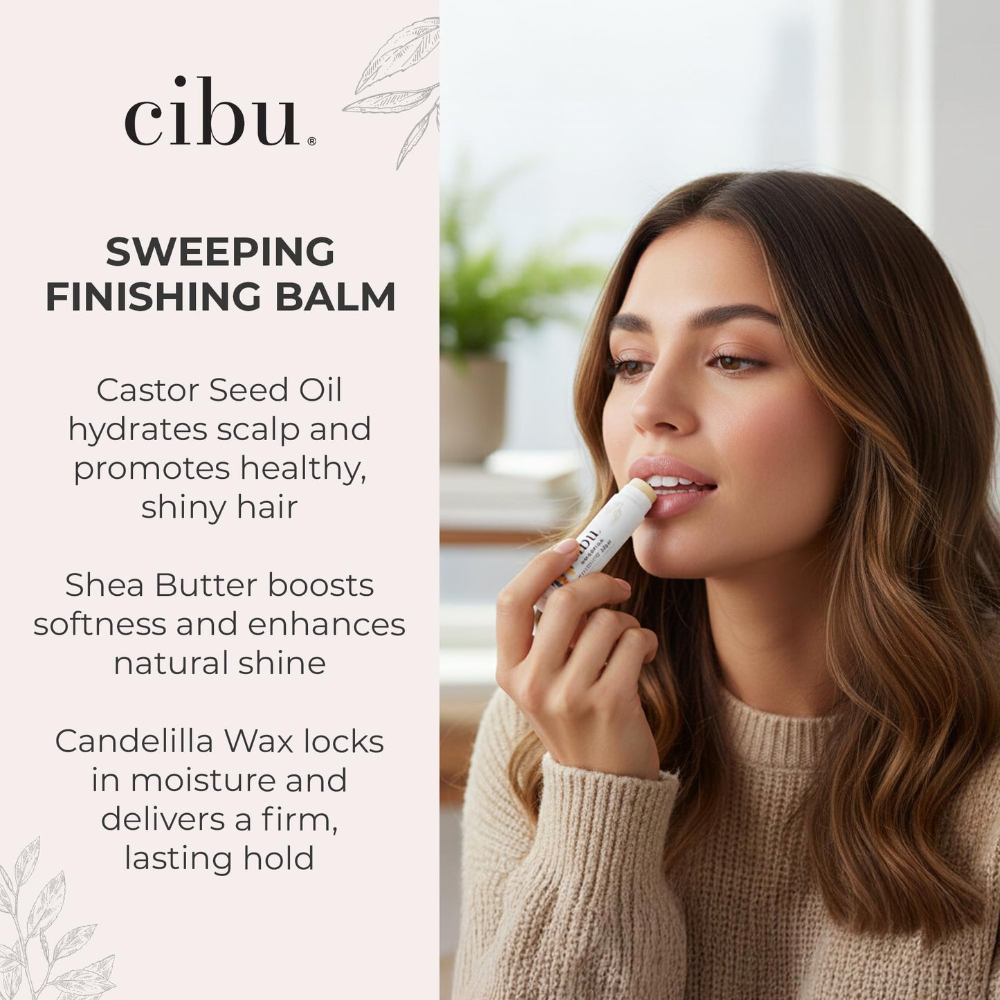 CIBU Sweeping Finishing Balm - Hair Wax Stick for Hydration and Frizz Control - Wax Stick for Hair for a Smooth & Shiny Look - 0.5oz Beauty & Personal Care CIBU