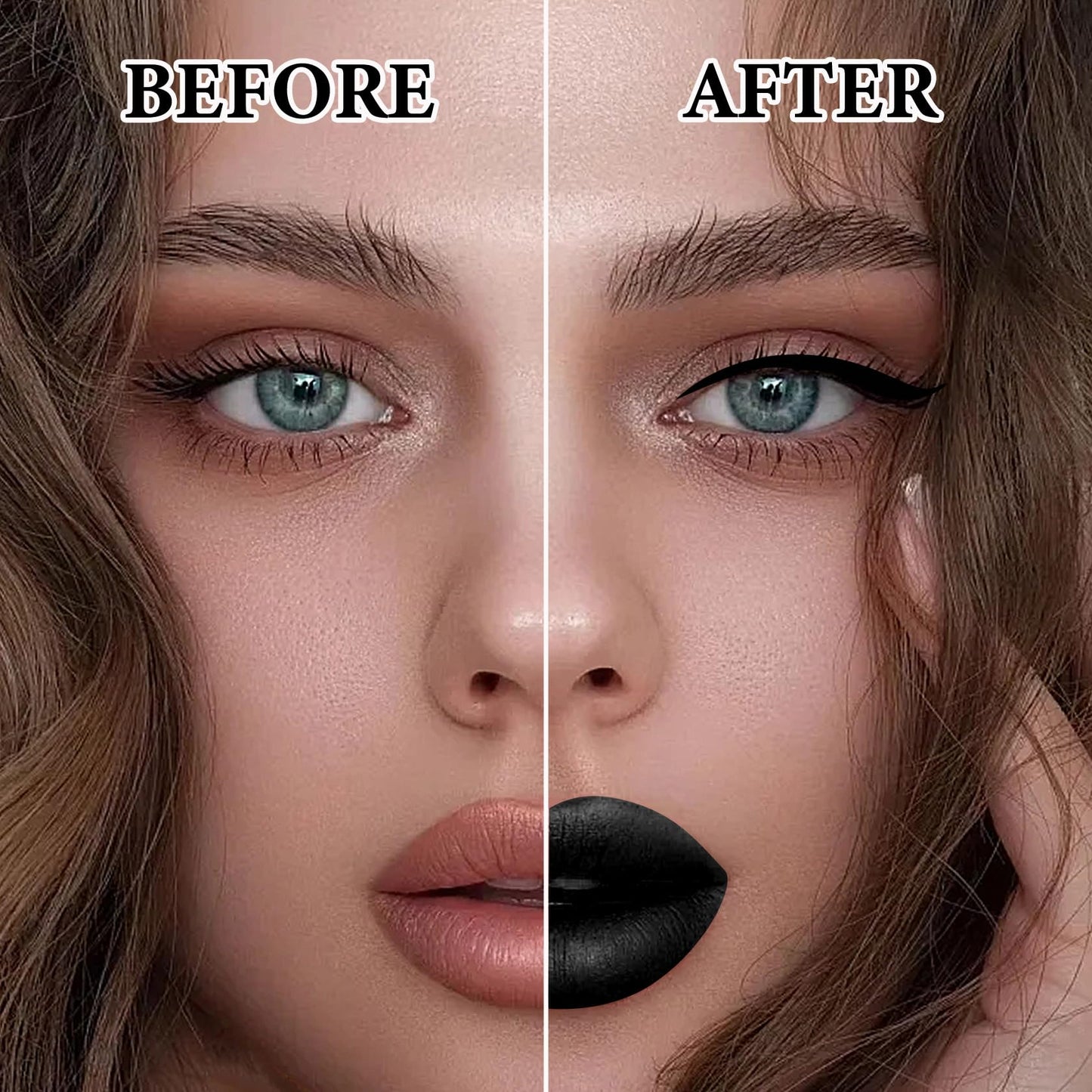 BKPPLZP 2Pcs Black Lip Liner and Lipstick Set,Matte Black Liquid Lipstick Smudge Proof Non-Stick Cup Long Wear Waterproof Lip Gloss Liner Set,High Beauty & Personal Care BKPPLZP